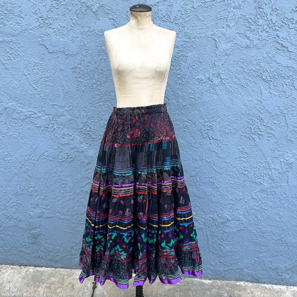 Vintage Tiered Skirt Maximalist Avant garde Cottagecore womens small - Picture 1 of 12